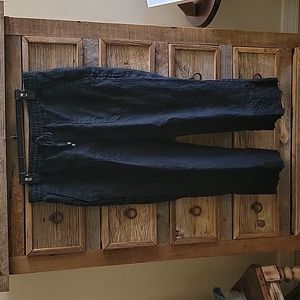 Ralph Lauren 100% Linen Black Crop Pants, Decorative Hem Size 8